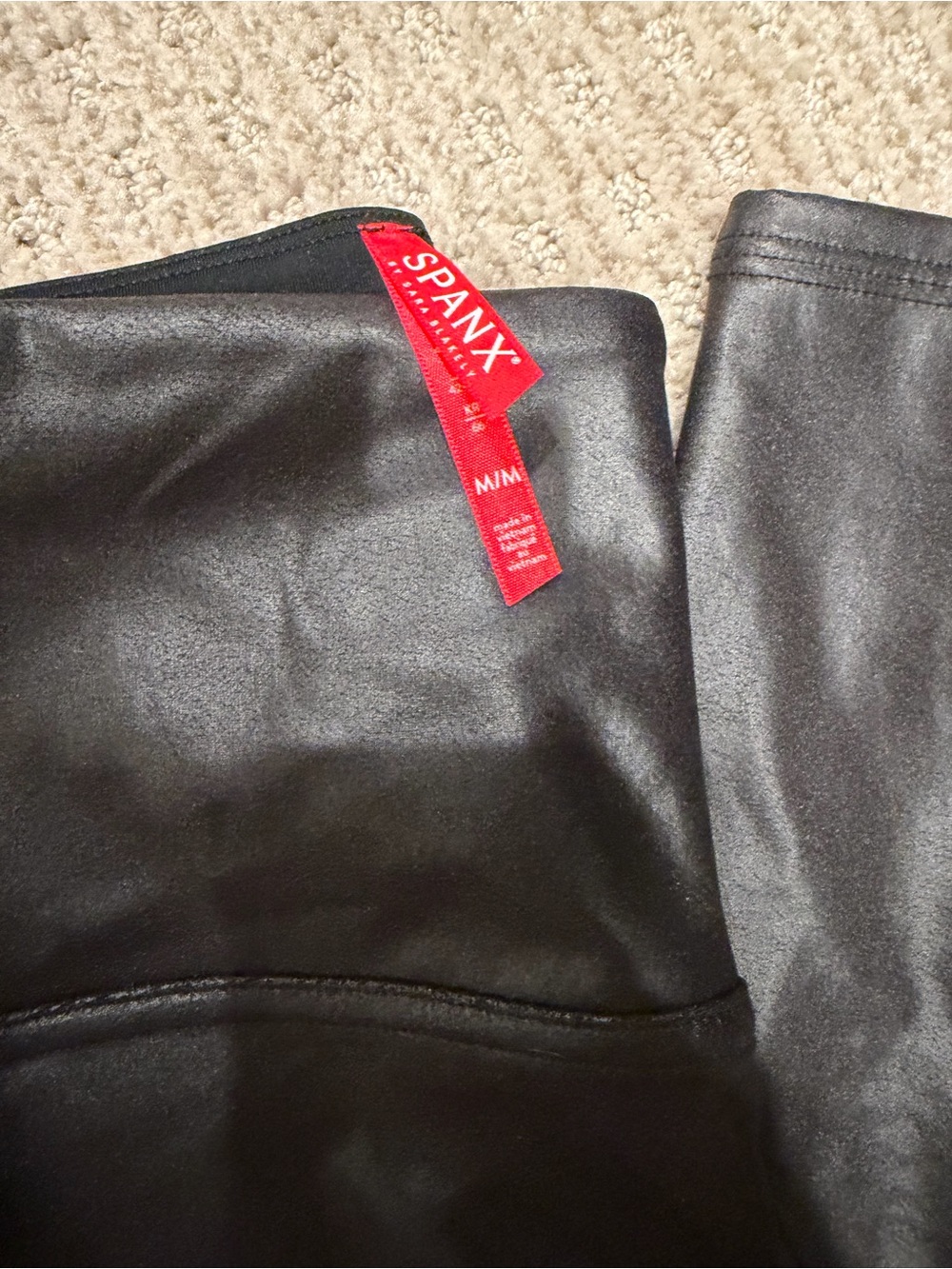 SPANX Faux Leather Leggings one burgundy and one black. Selling as a set - M/M